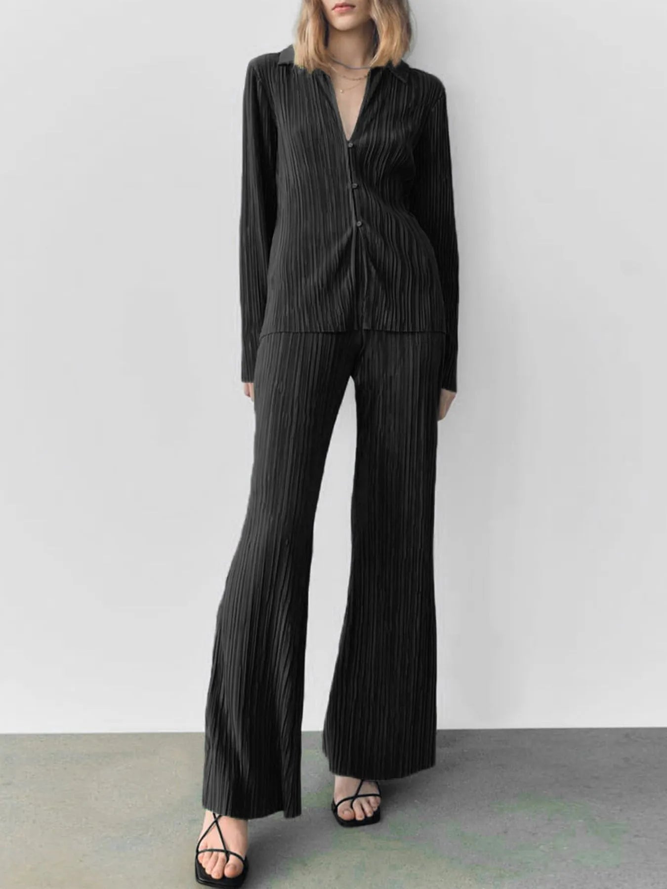 Hazel Blues® |  Texture Long Sleeve Top and Pants Lounge Set
