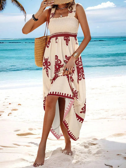 Hazel Blues® |  Smocked Printed Wide Strap Maxi Dress