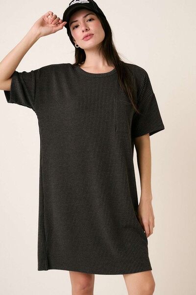 Hazel Blues® |  Mittoshop Urban Rib Knit Short Sleeve Tee Dress