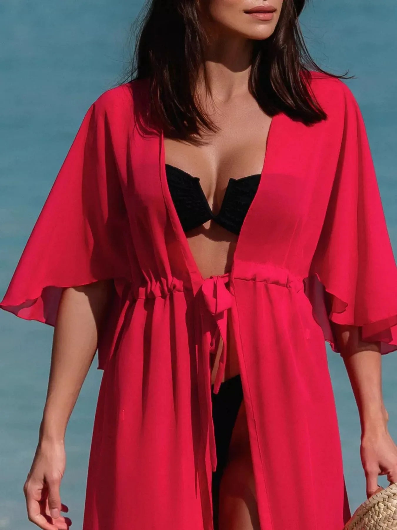 Hazel Blues® | Solid Color Flutter Sleeve Cover-Up