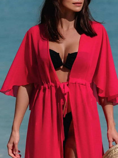 Hazel Blues® | Solid Color Flutter Sleeve Cover-Up