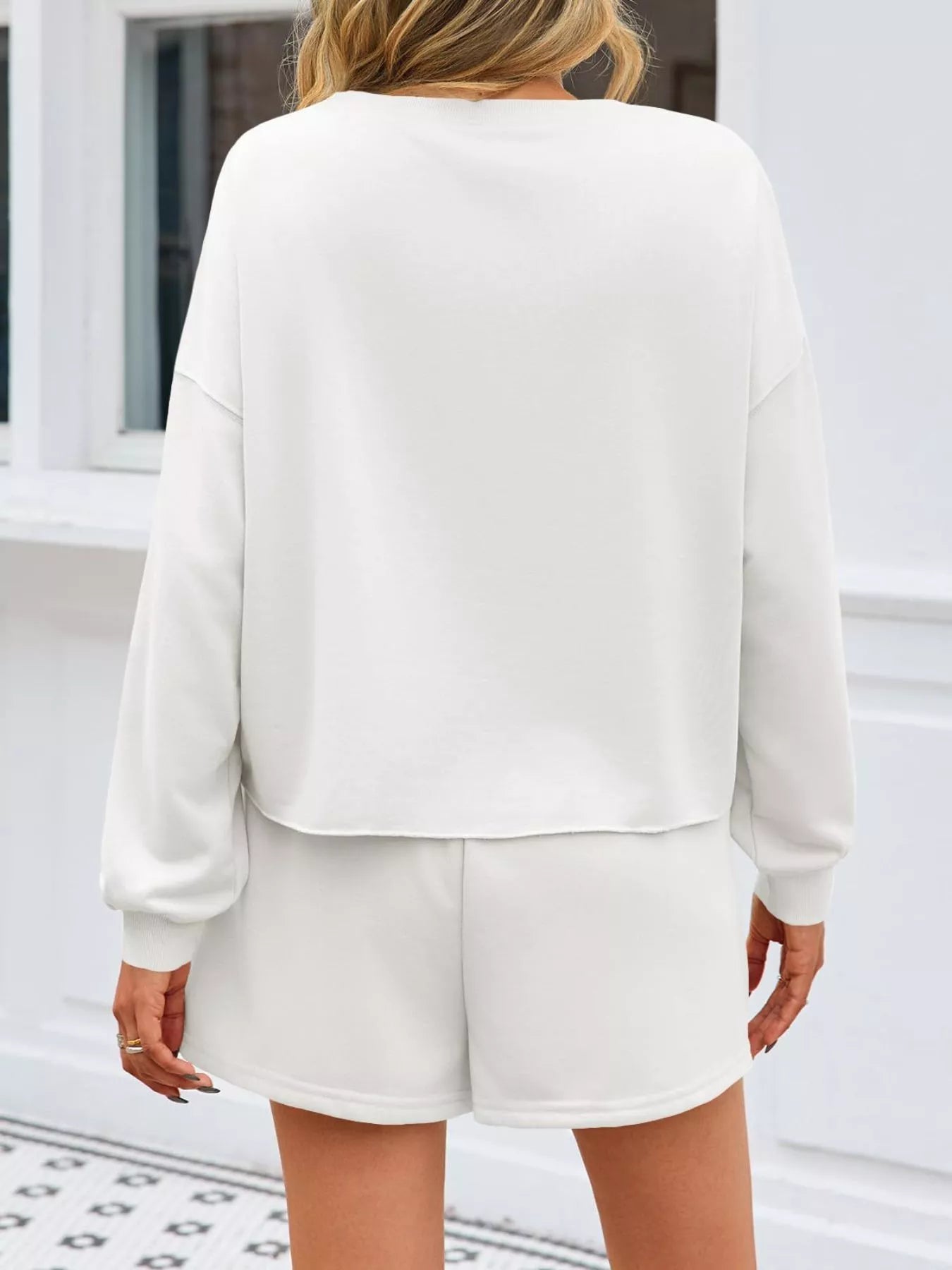 Hazel Blues® |  Pearl Embellished Round Neck Top and Skort Set