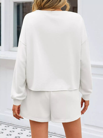 Hazel Blues® |  Pearl Embellished Round Neck Top and Skort Set