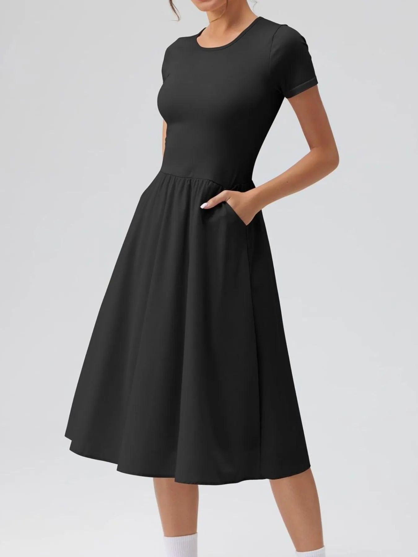 Hazel Blues® |  Round Neck Short Sleeve Dress