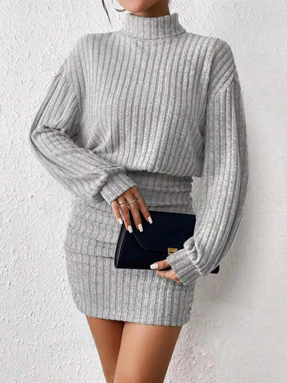 Hazel Blues® |  Ribbed Turtleneck Long Sleeve Sweater Dress