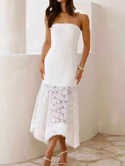 Hazel Blues® |  Elegant Lace Strapless Midi Dress