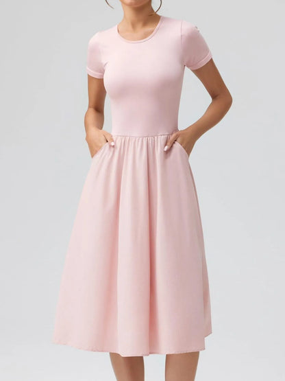 Hazel Blues® |  Round Neck Short Sleeve Dress