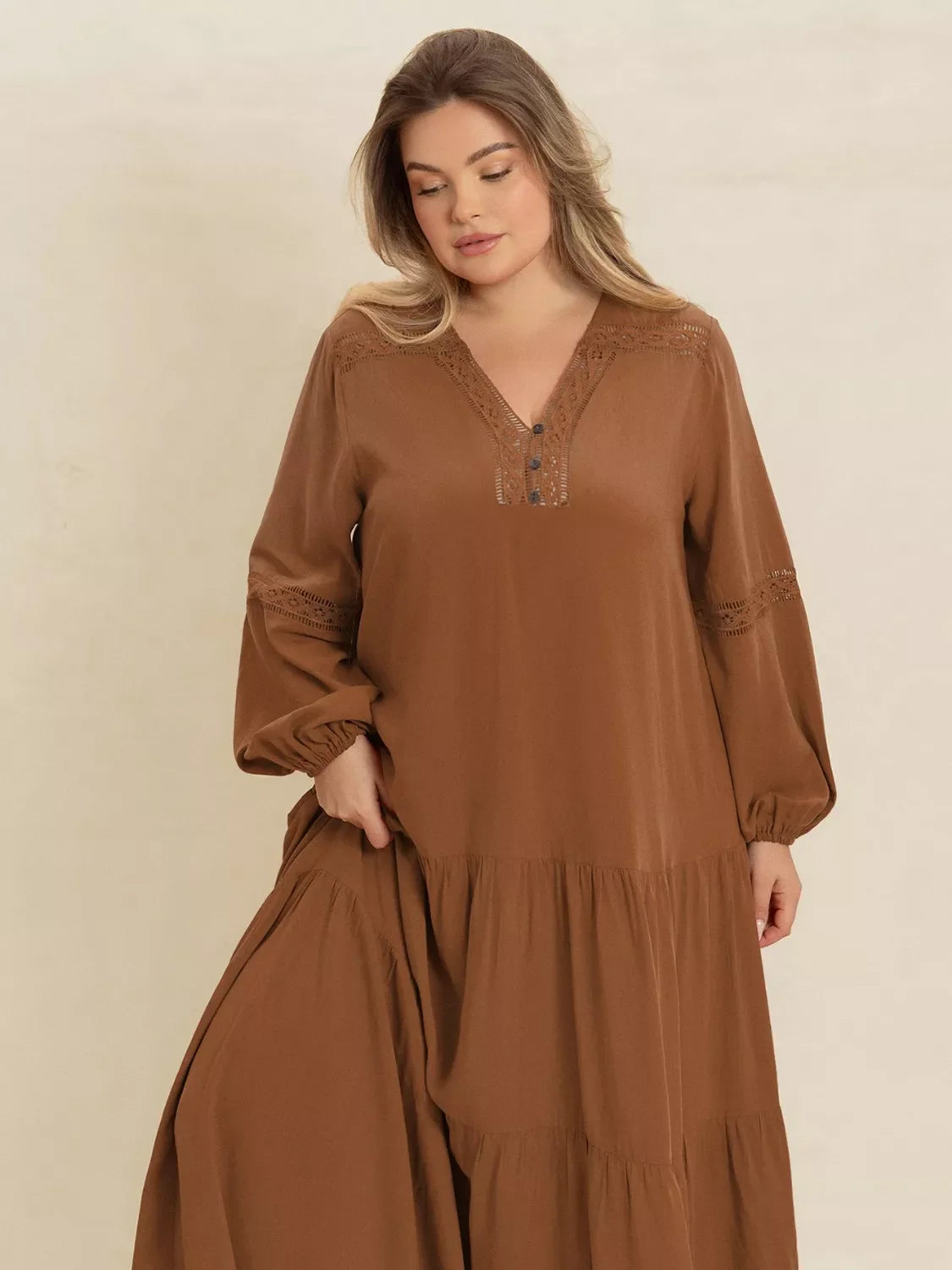 Hazel Blues® | Bohemian Tiered Maxi Dress with Balloon Sleeves