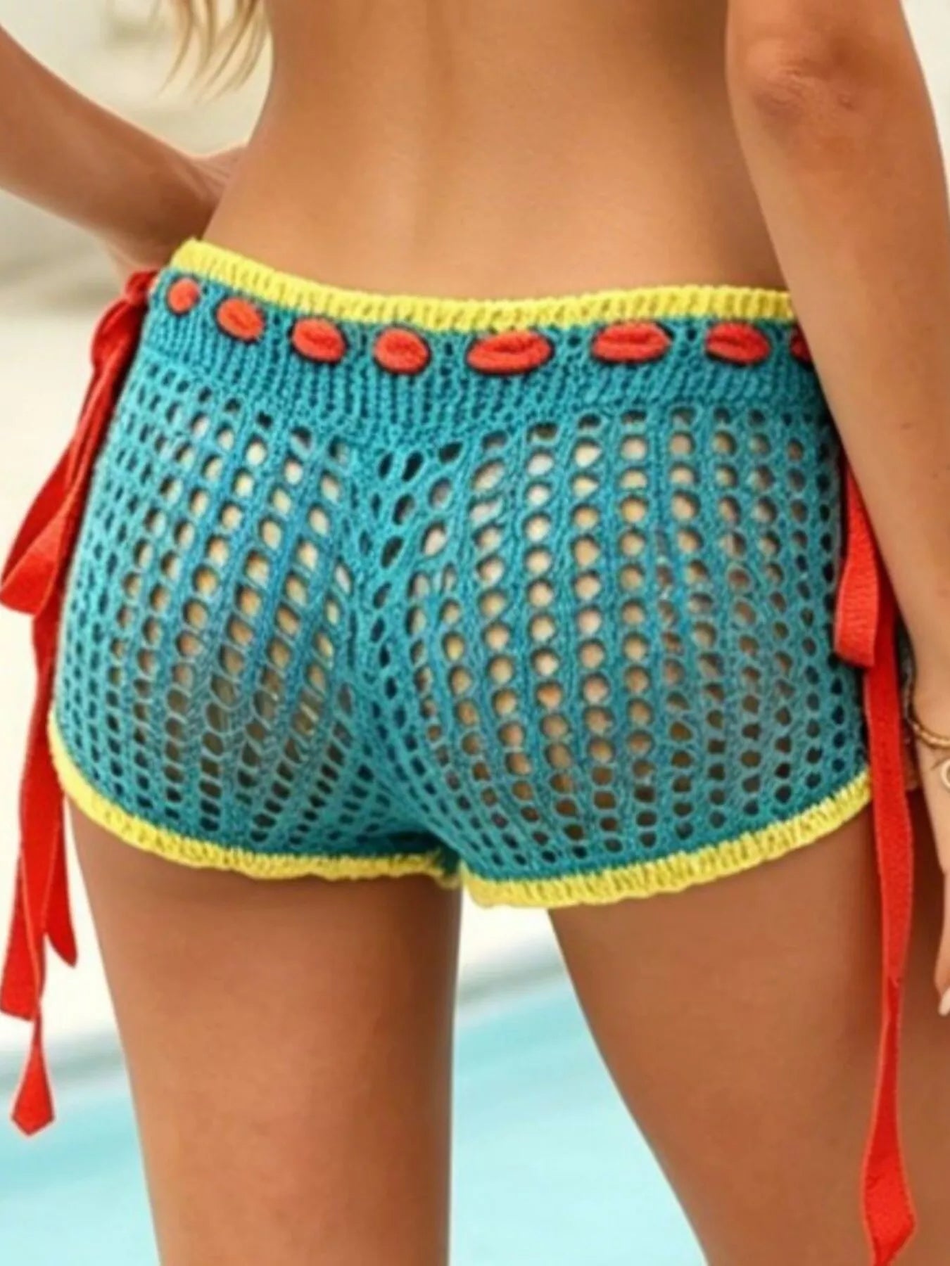 Hazel Blues® |  Crochet Tie-Side Cover Up Shorts