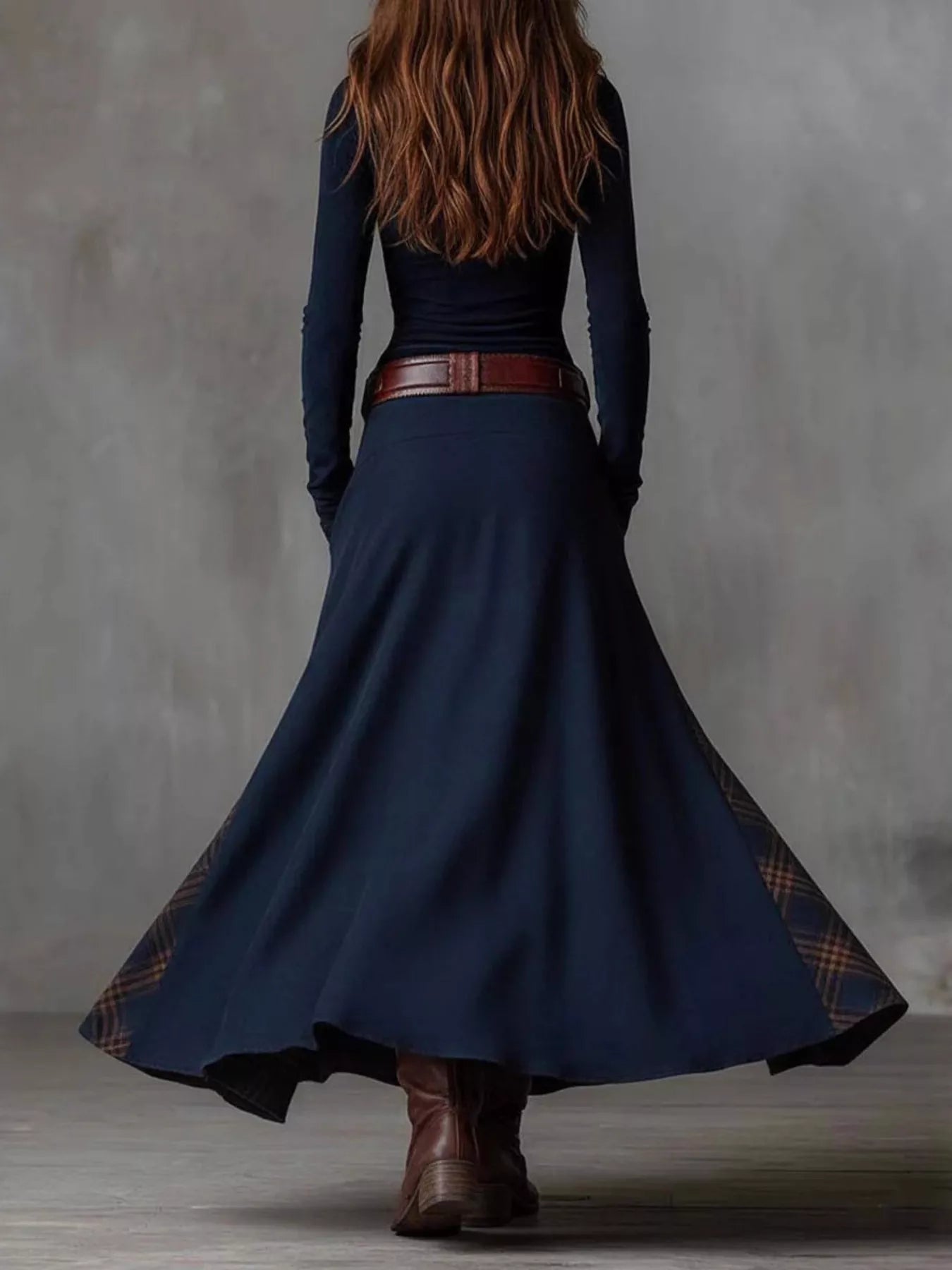 Hazel Blues® | Plaid Button Front Long Sleeve Dress