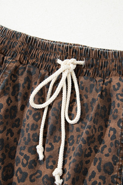 Hazel Blues® |  Wild Side Shorts | Leopard Denim Shorts