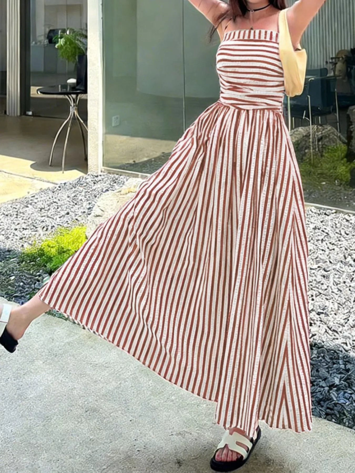 Hazel Blues® |  Striped Spaghetti Strap Casual Maxi Dress