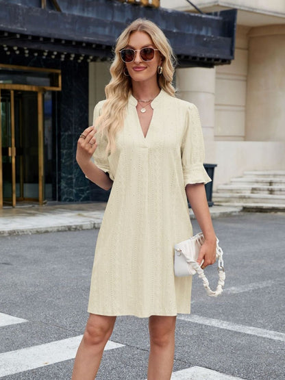 Hazel Blues® |  Florira Eyelet Flounce Sleeve Mini Dress