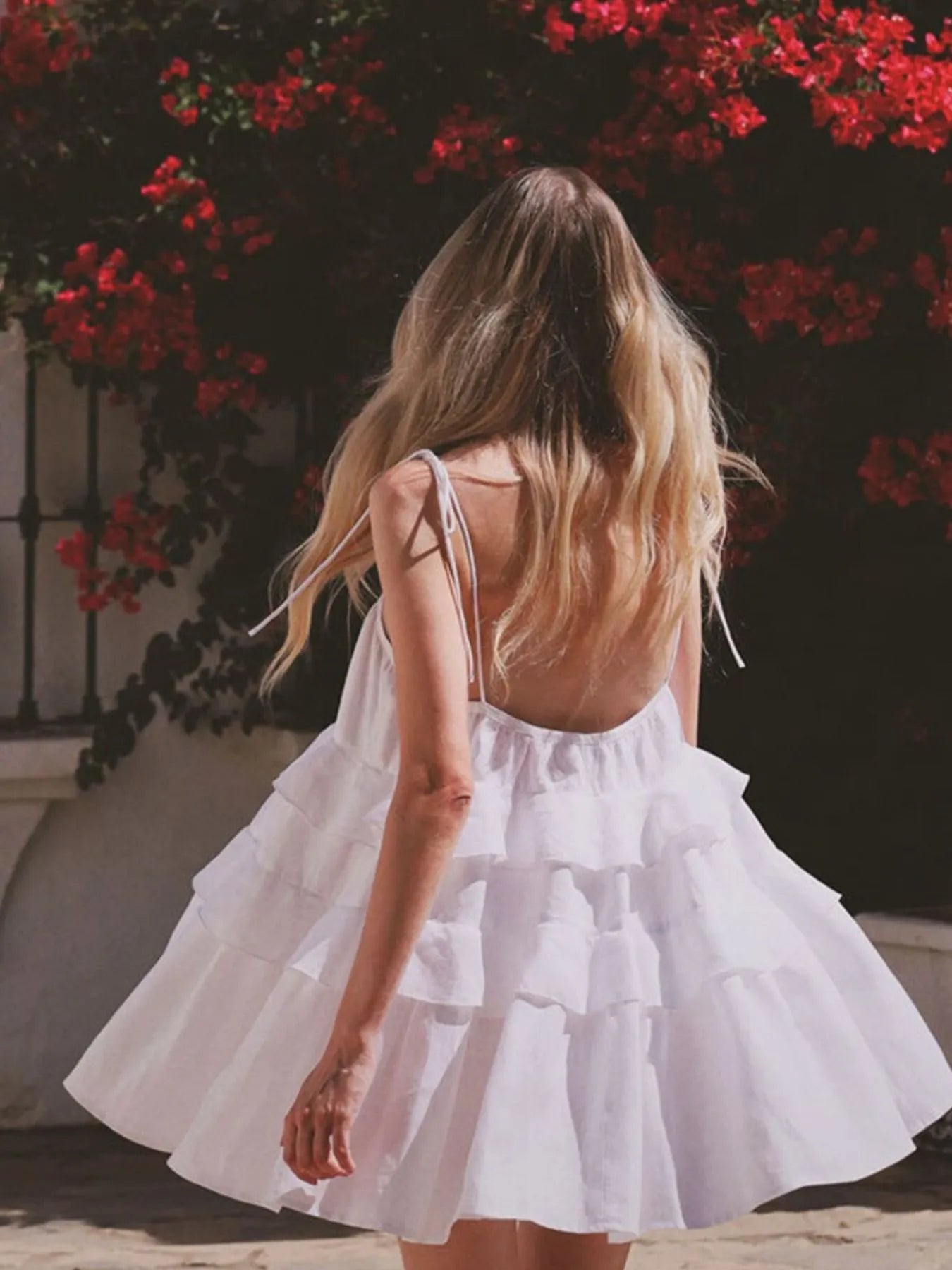 Hazel Blues® |  Ruffle Layered Tie Shoulder Cami Dress