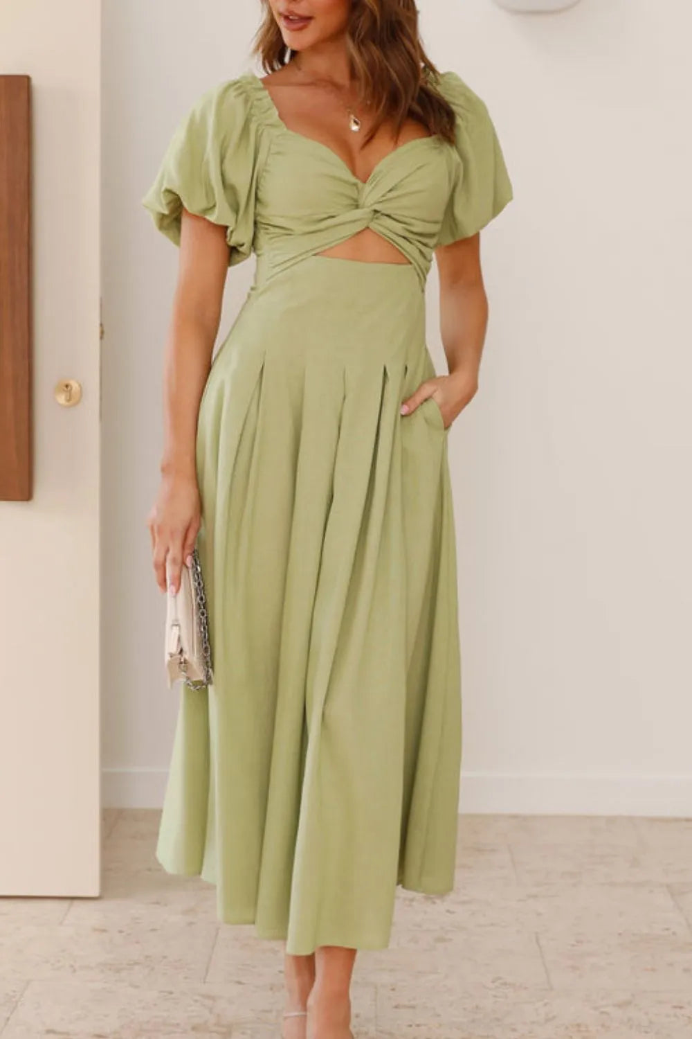 Hazel Blues® |  Sweetheart Neck Puff Sleeve Dress