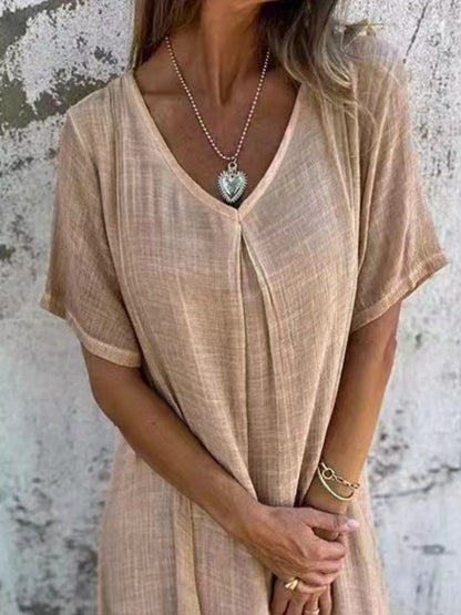 Hazel Blues® | V-Neck Short Sleeve Midi Dress