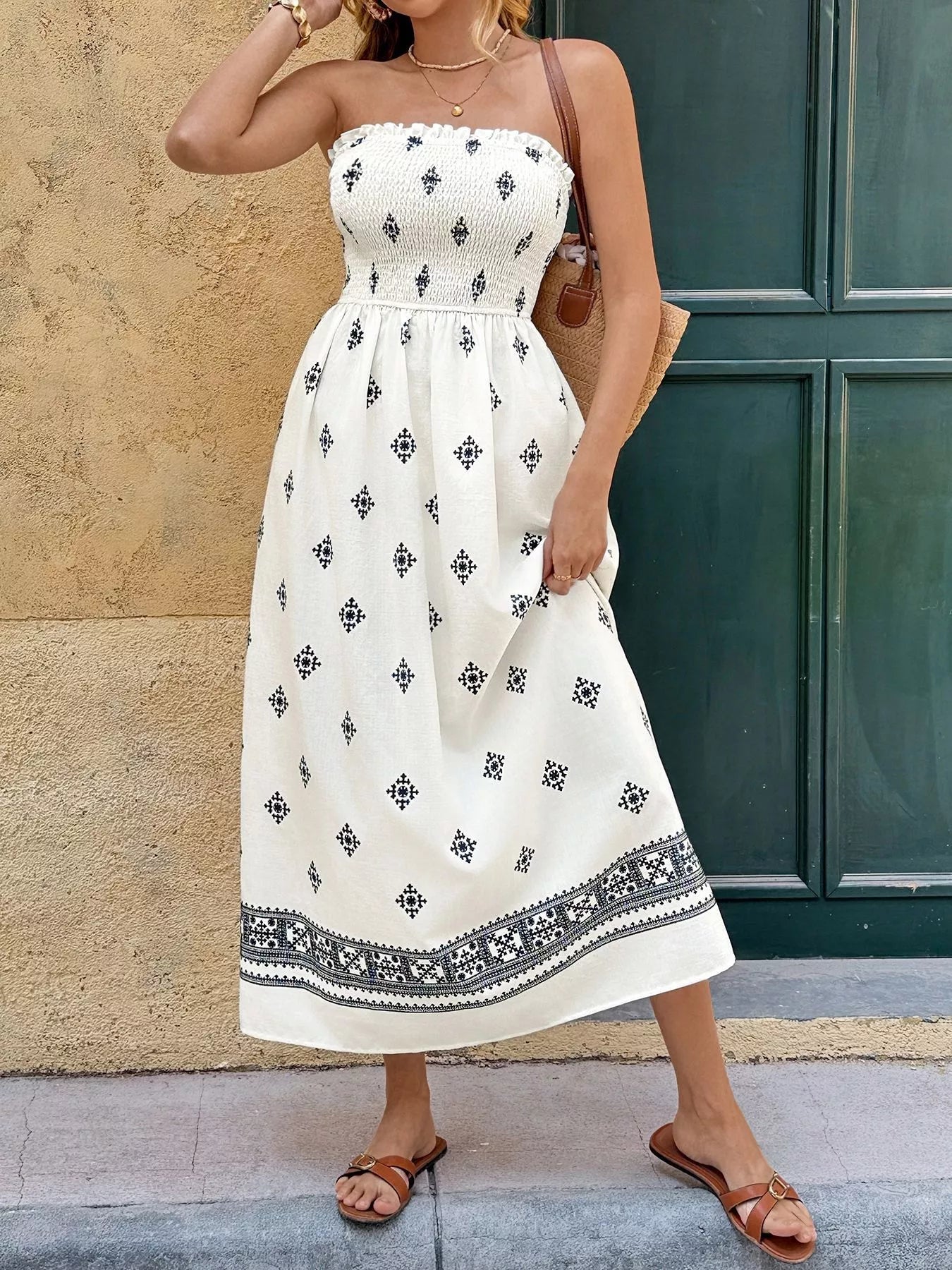 Hazel Blues® |  Smocked Tube Midi Dress