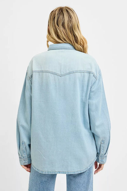 Hazel Blues® |  RISEN Western Yoke Style Relaxed Fit Denim Shirts