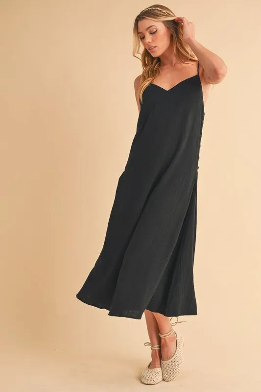 Hazel Blues® |  Aemi+Co Side Button Midi Cami Dress