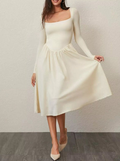 Hazel Blues® |  Square Neck Long Sleeve Midi Dress