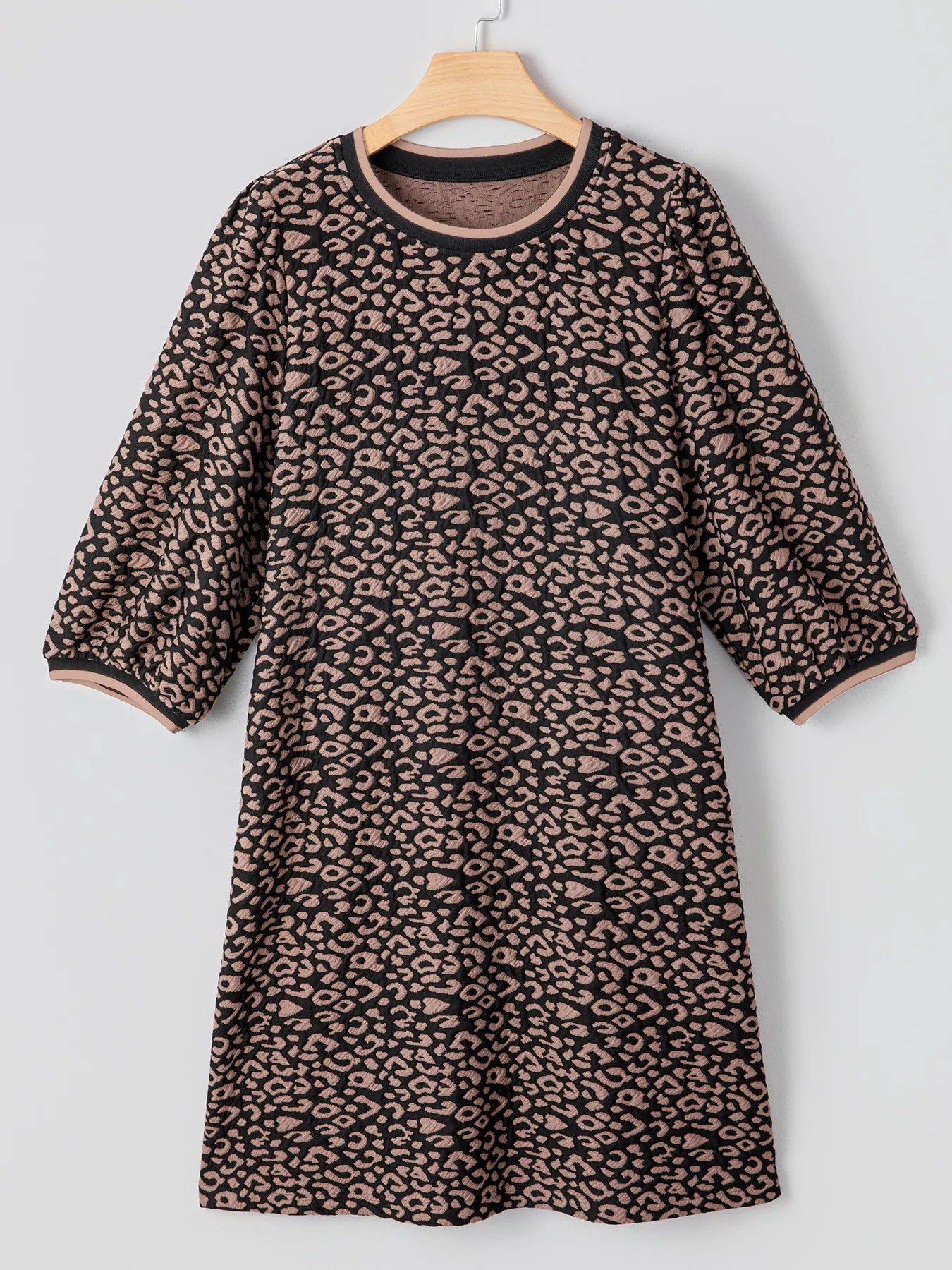 Hazel Blues® |  Leopard Print Bubble Sleeve Shift Mini Dress