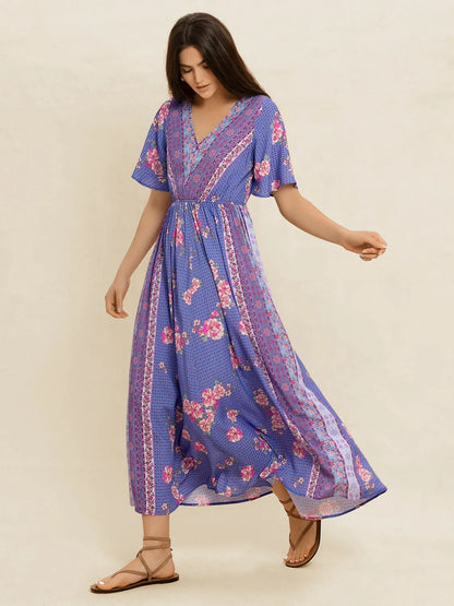 Hazel Blues® |  Printed Short Sleeve Midi Dress