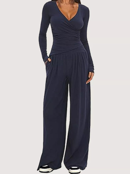 Hazel Blues® |  Casual Long Sleeve Top and Wide Leg Pants Set