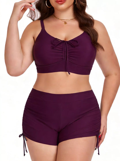 Hazel Blues® | Ruched Drawstring Swim Set
