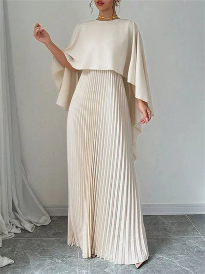 Hazel Blues® |  Cape Pleated Maxi Dress
