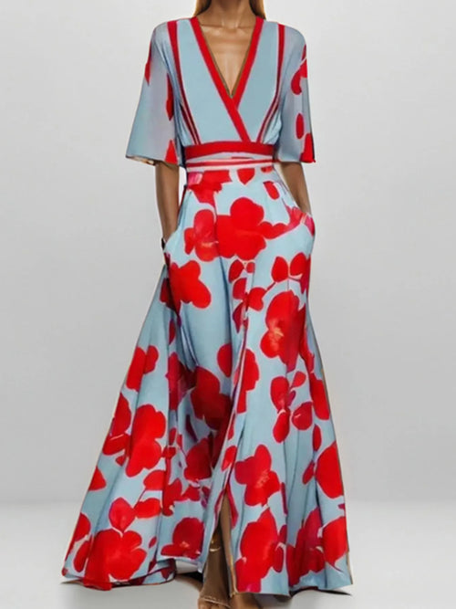 Hazel Blues® |  Floral Print Half Sleeve Maxi Dress