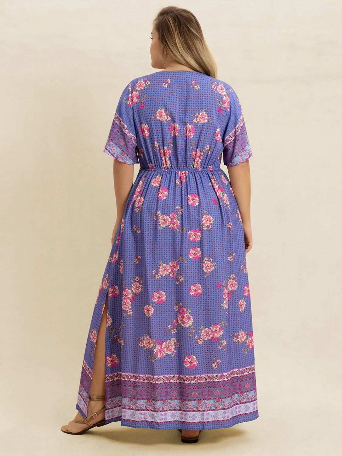 Hazel Blues® | Printed V-Neck Flutter Sleeve Dress