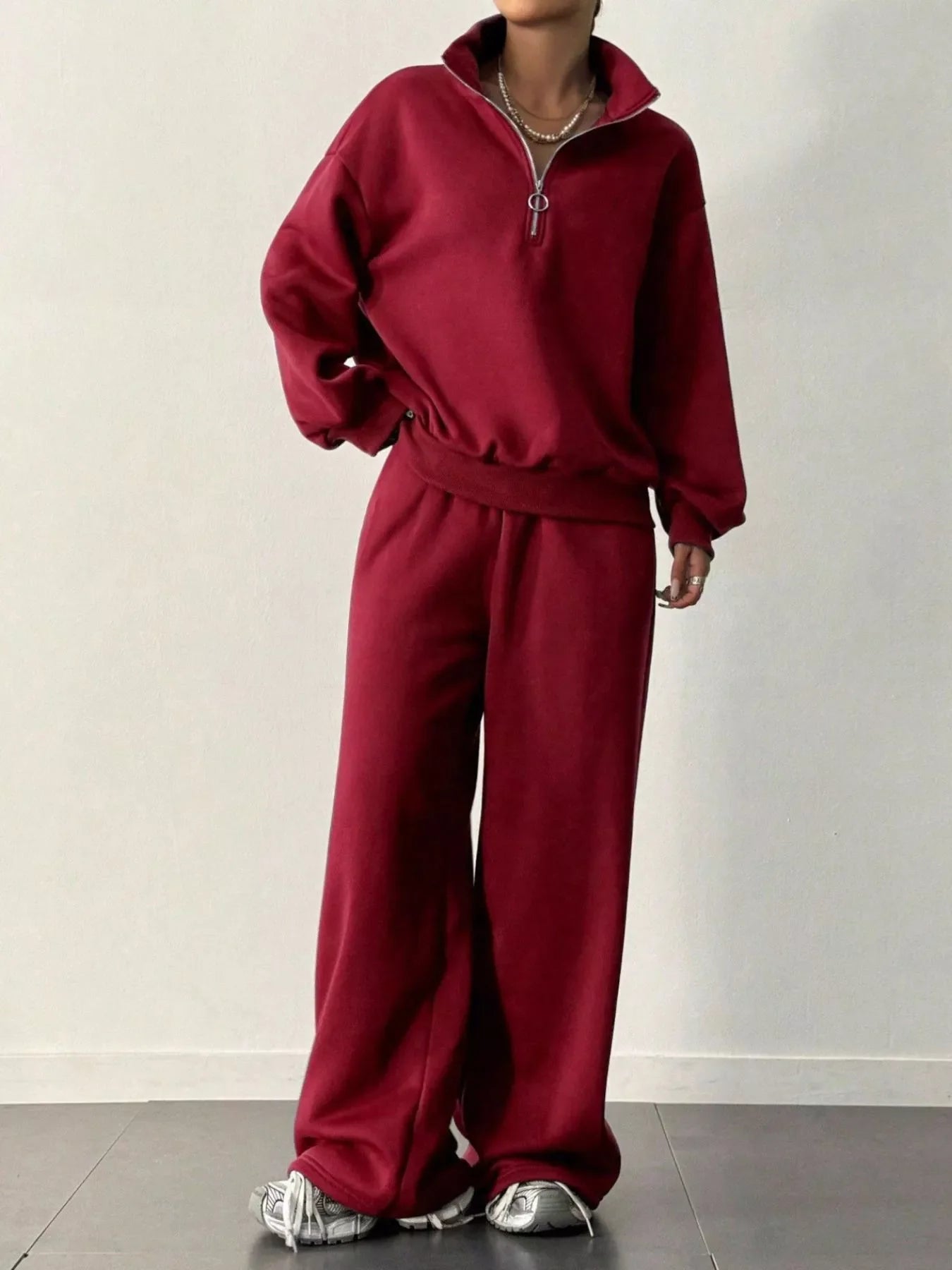 Hazel Blues® |  Half-Zip Long Sleeve Sweatshirt and Pants Set