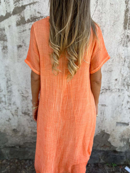Hazel Blues® | V-Neck Short Sleeve Midi Dress