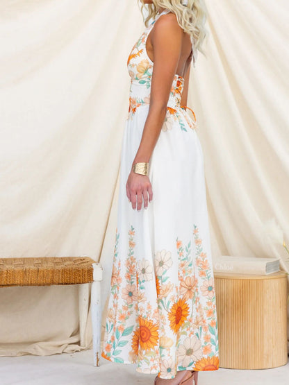 Hazel Blues® |  Floral Print Halter Neck Maxi Dress