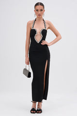 A PHONE CALL AWAY RHINESTONE BANDAGE MIDI DRESS