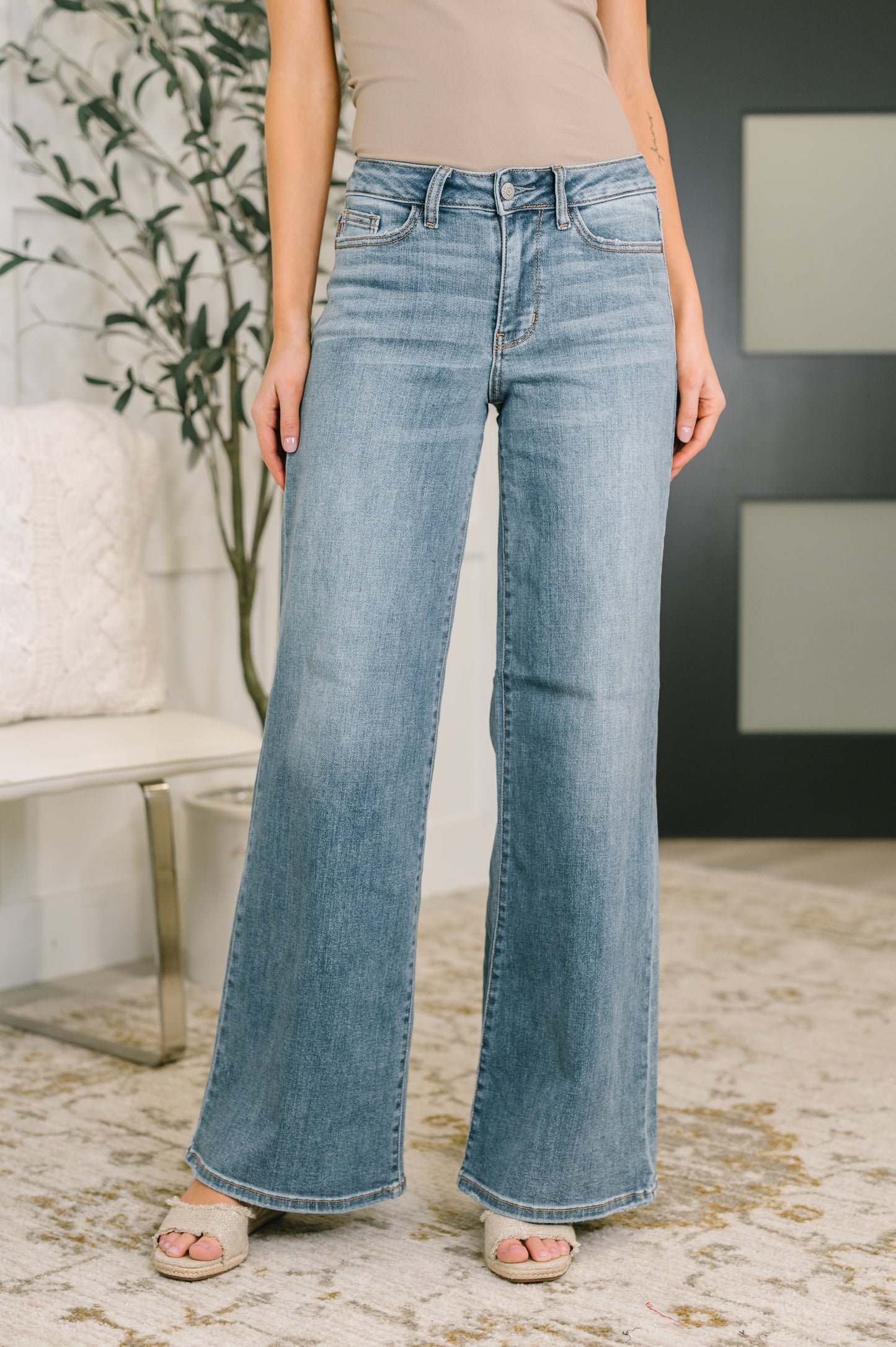 Hazel Blues® |  Adrian Mid Rise Retro Wide Leg