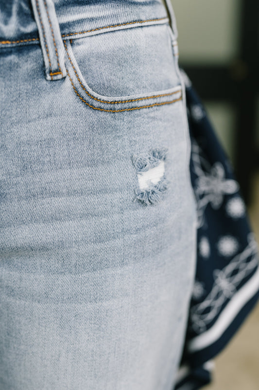 Hazel Blues® |  Alex Mid Rise Boyfriend Jean with Bandana Loop