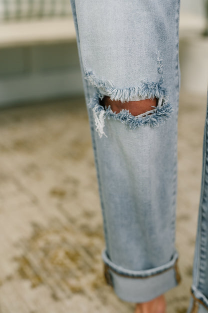 Hazel Blues® |  Alex Mid Rise Boyfriend Jean with Bandana Loop