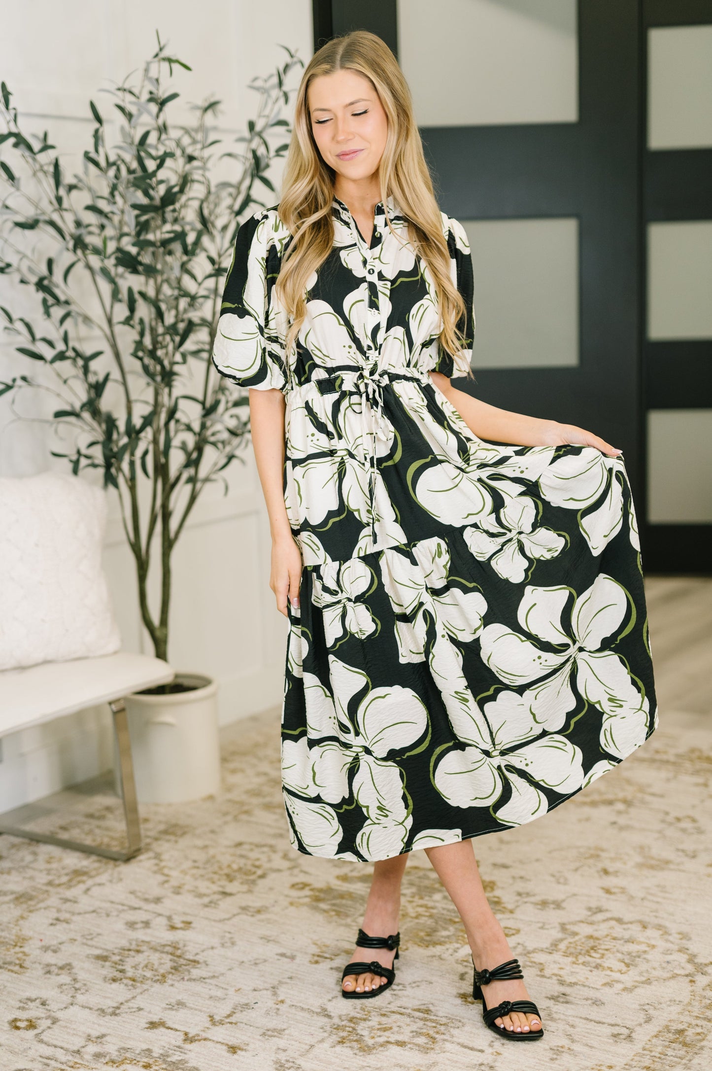 Hazel Blues® |  Art Show Puff Sleeve Midi Dress