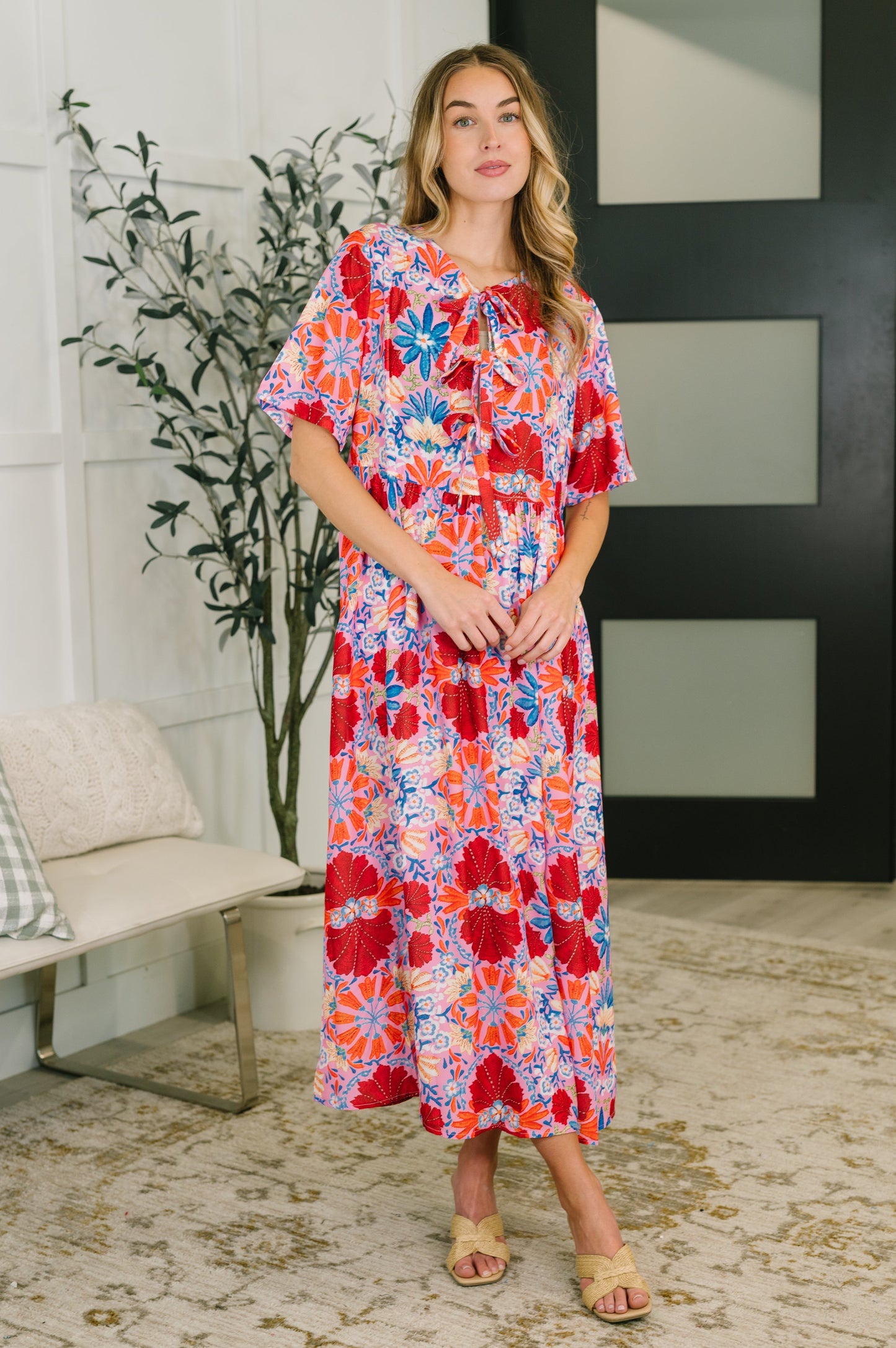 Hazel Blues® |  Art of Loving Bow Detail Floral Dress