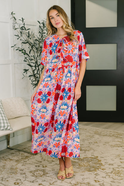 Hazel Blues® |  Art of Loving Bow Detail Floral Dress