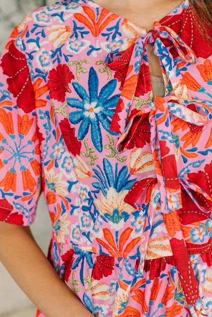 Hazel Blues® |  Art of Loving Bow Detail Floral Dress