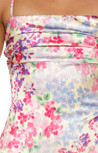 Blaise Multi Floral Satin Maxi Dress
