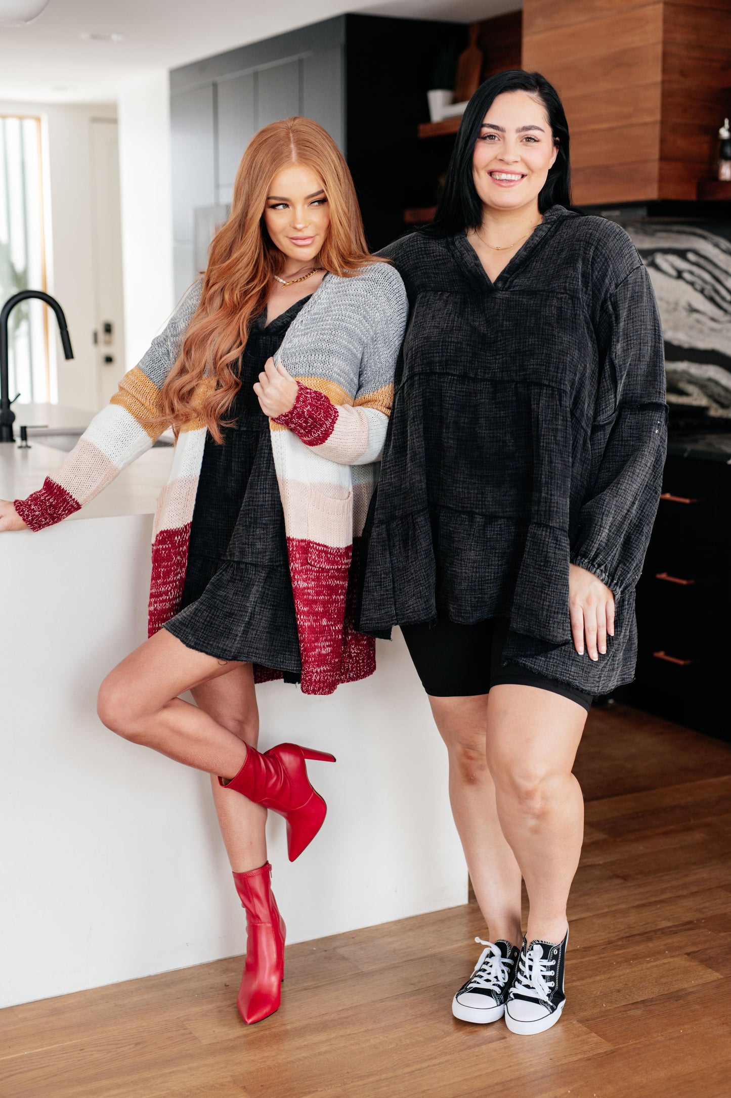 Hazel Blues® |  Borrowed Time Mineral Wash V-Neck Dress