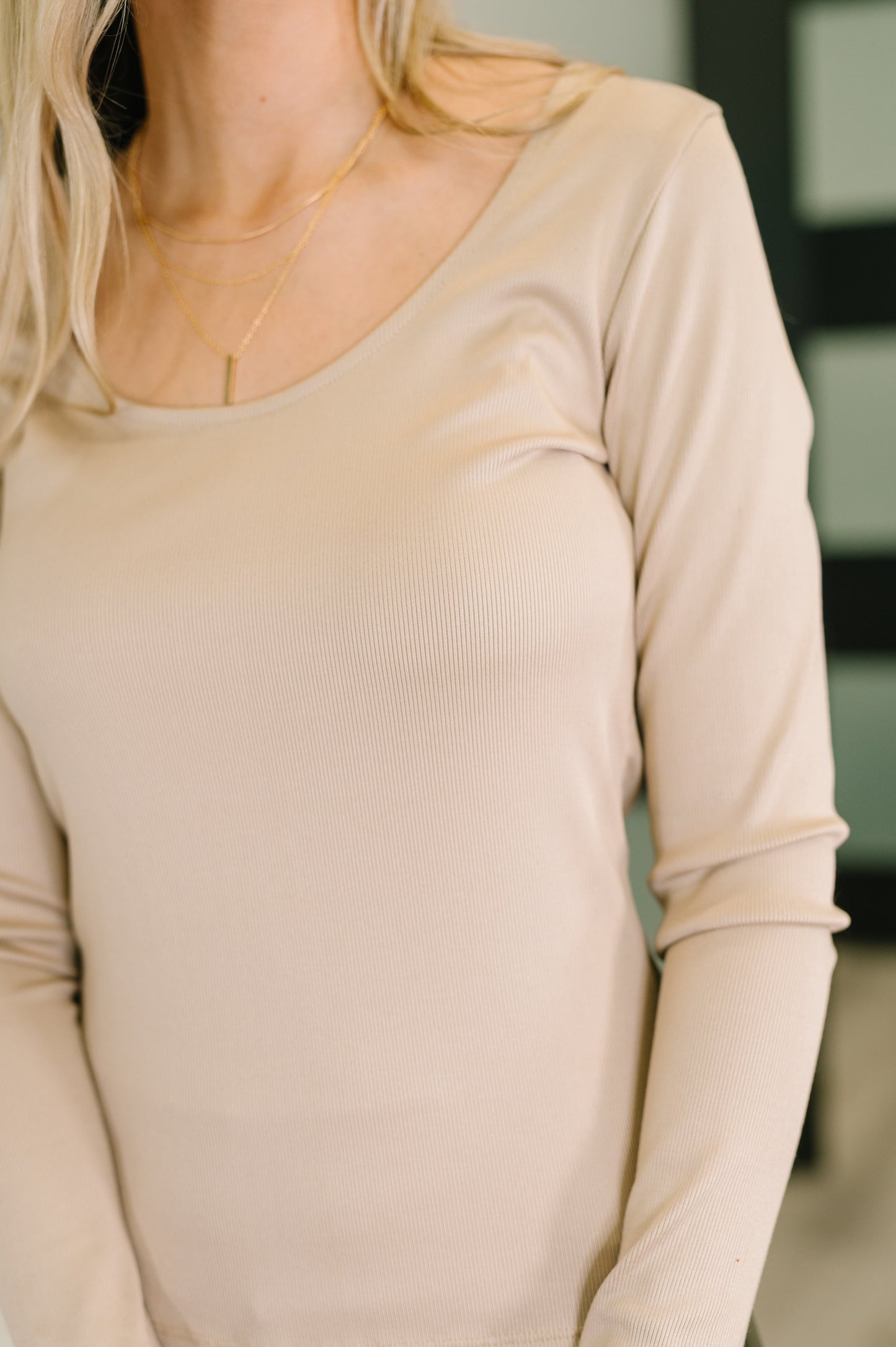Hazel Blues® |  Can You Believe It Basic Long Sleeve Top In Sand