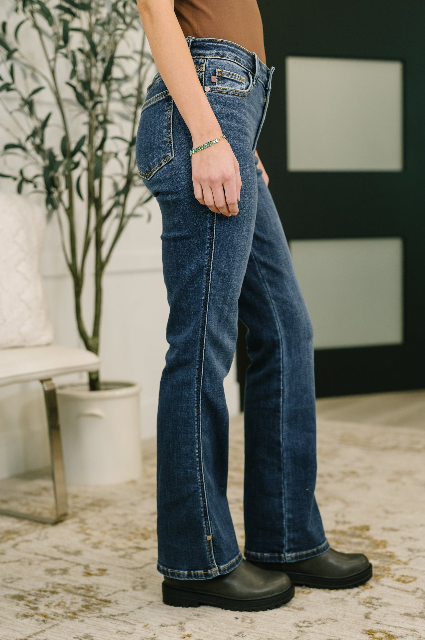 Hazel Blues® |  Casey Mid Rise Bootcut with Cell Phone Back Pocket & Slit