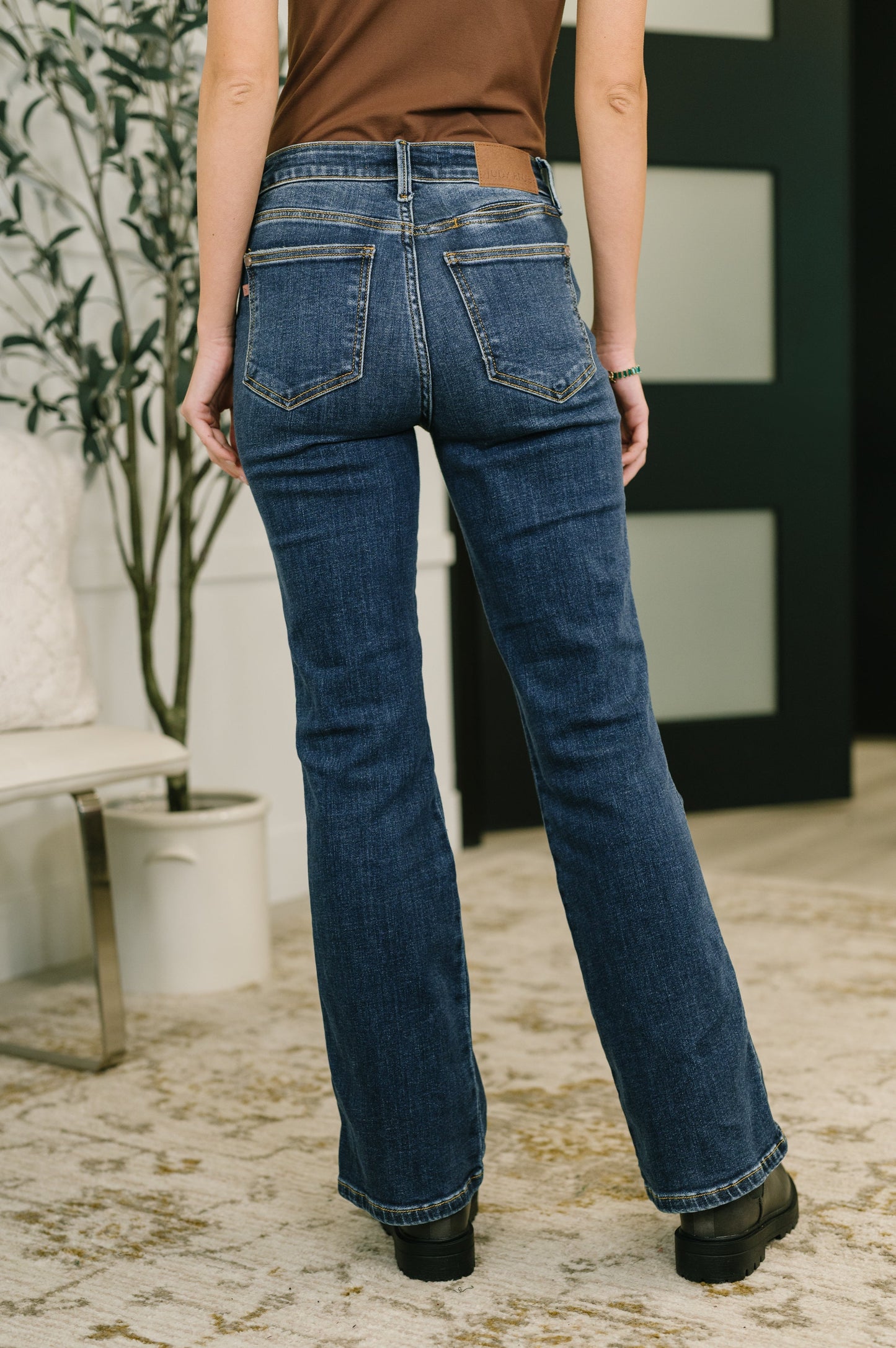 Hazel Blues® |  Casey Mid Rise Bootcut with Cell Phone Back Pocket & Slit