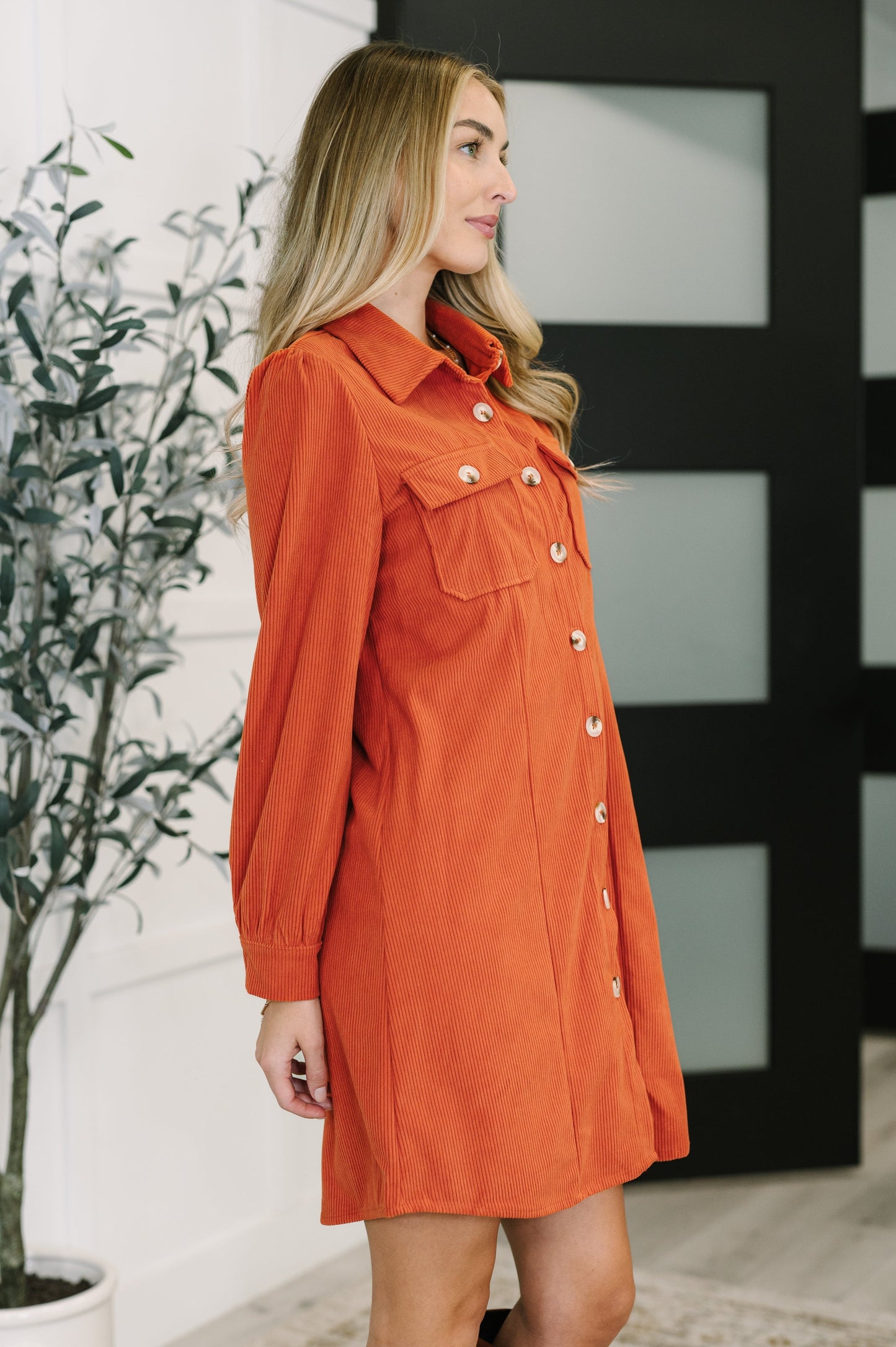 Hazel Blues® |  Clever in Corduroy Shirt Dress