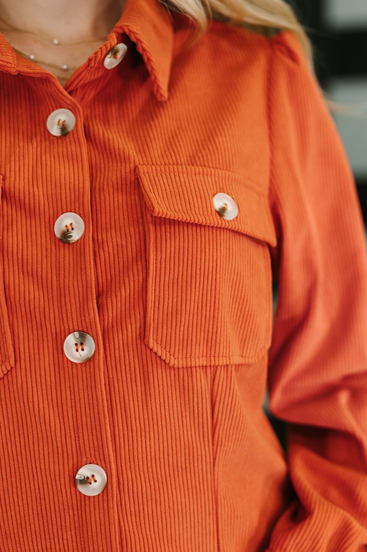 Hazel Blues® |  Clever in Corduroy Shirt Dress