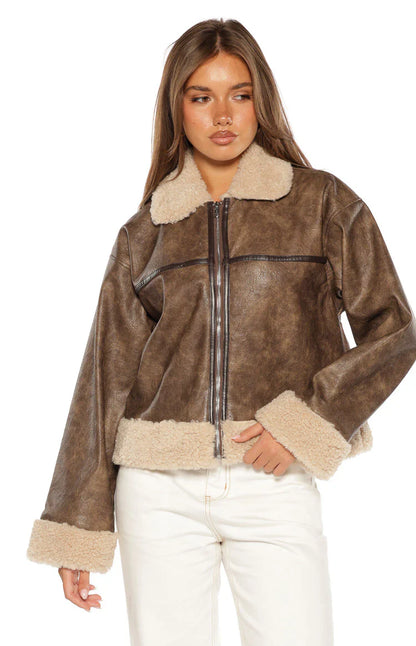 Cloud Brown Aviator Jacket